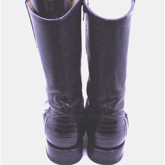 Reyme Boots Western Armadillo Black Leather Pointed Toe Side Zip Mex 28.5 US 9.5 main image 4